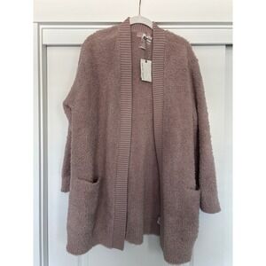 Barefoot Dreams CozyChic Knit Rib Granny Cardigan Faded Rose BDWCC22138 XL NWT